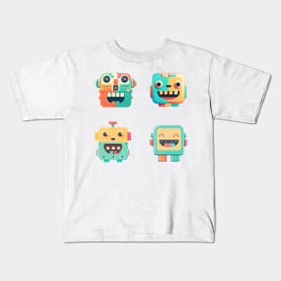 Kawaii Robot Faces Pack Kids T-Shirt